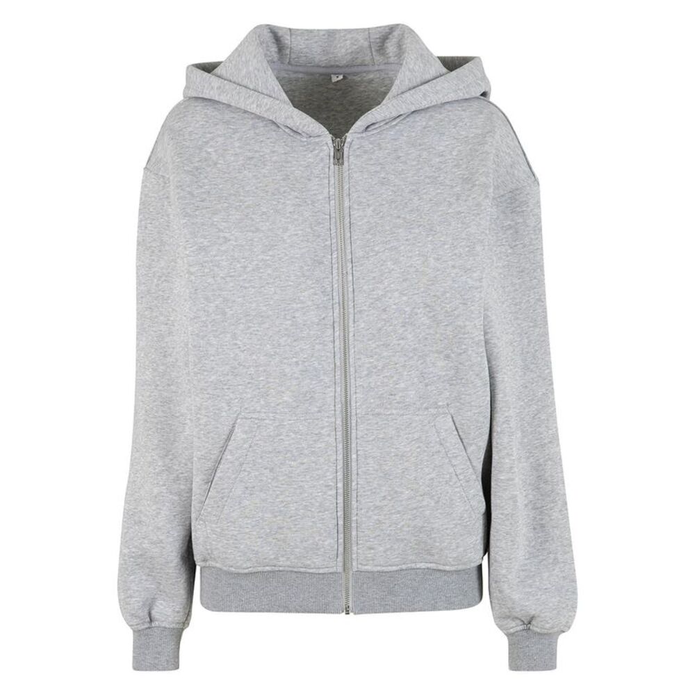 Build Your Brand Womens/Ladies Loose Fit Full Zip Hoodie / Heather Grey